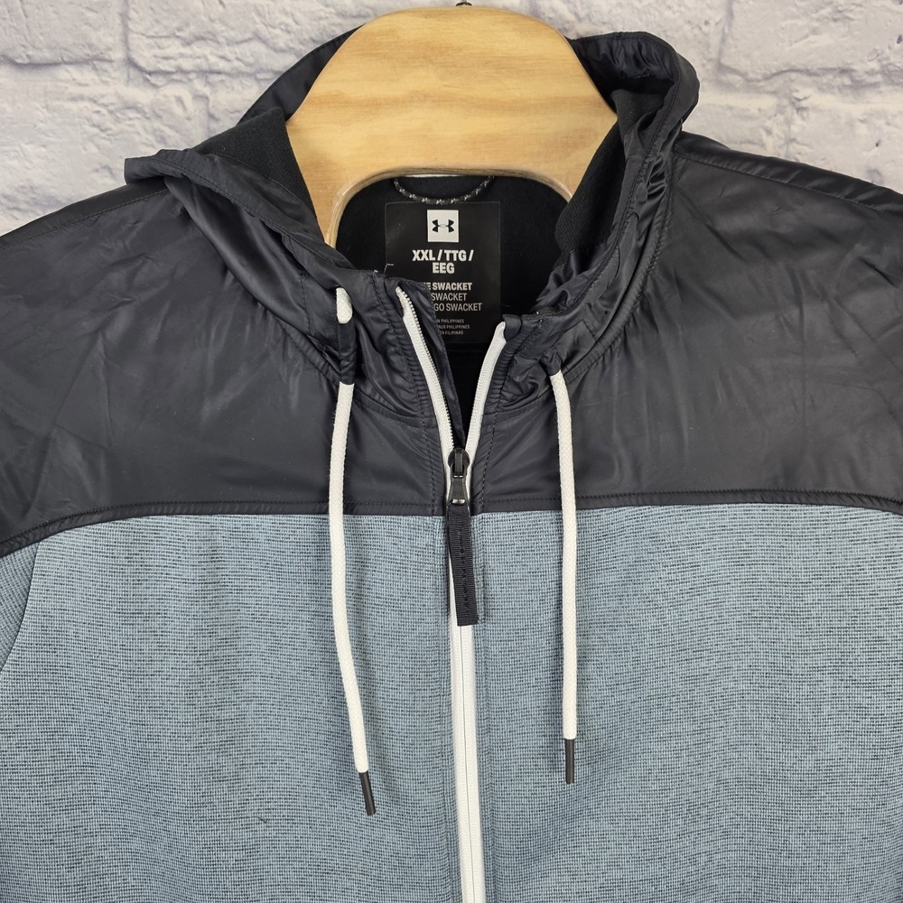 Under Armour Men Cold Gear Swacket Performance Full Zip‎ Hooded Loose Size 2XL